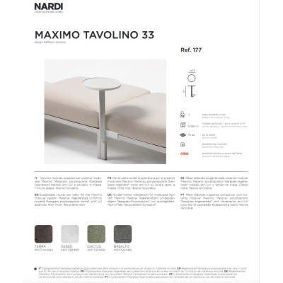Maximo Tavolino 33  scheda tecnica