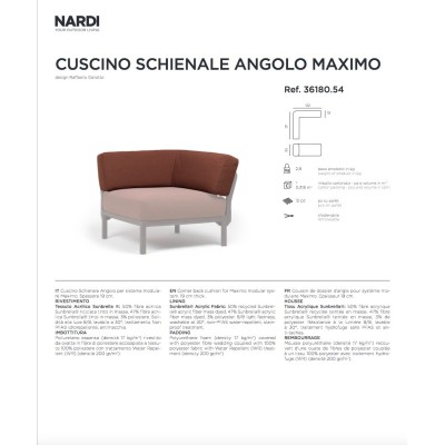 Cuscino Schienale Angolo Maximo scheda tecnica