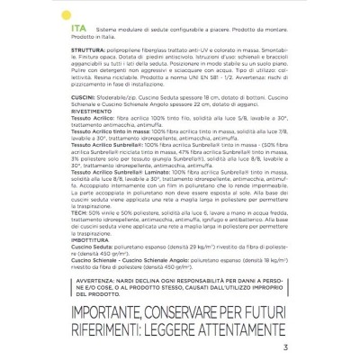 Komodo Poltrona - scheda tecnica tessuti, imbottitura e struttura